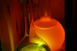 Луч зелёного лазера в родамине 6Ж